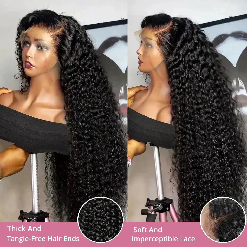 40 50 Inch HD 13x6 Deep Wave Lace Frontal Wigs Brazilian 13x4 Water Wave Curly Lace Front Human Hair Wigs For Women 300 Density - MAGUSTA BEAUTY