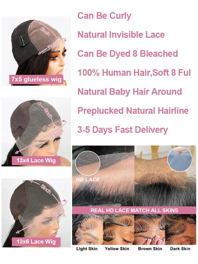 40 50 Inch Water Wave Curly Lace Front Wigs 13x4 13x6 HD Deep Wave Lace Frontal Wig 7x5 Glueless Human Hair Wigs For Women 300% - MAGUSTA BEAUTY