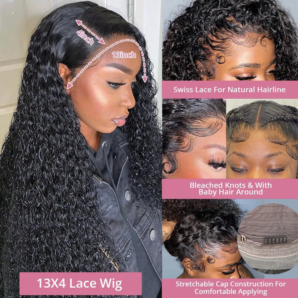 40 50 Inch Water Wave Curly Lace Front Wigs 13x4 13x6 HD Deep Wave Lace Frontal Wig 7x5 Glueless Human Hair Wigs For Women 300% - MAGUSTA BEAUTY