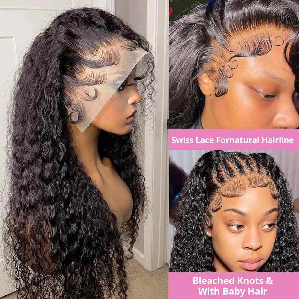 40 50 Inch Water Wave Curly Lace Front Wigs 13x4 13x6 HD Deep Wave Lace Frontal Wig 7x5 Glueless Human Hair Wigs For Women 300% - MAGUSTA BEAUTY