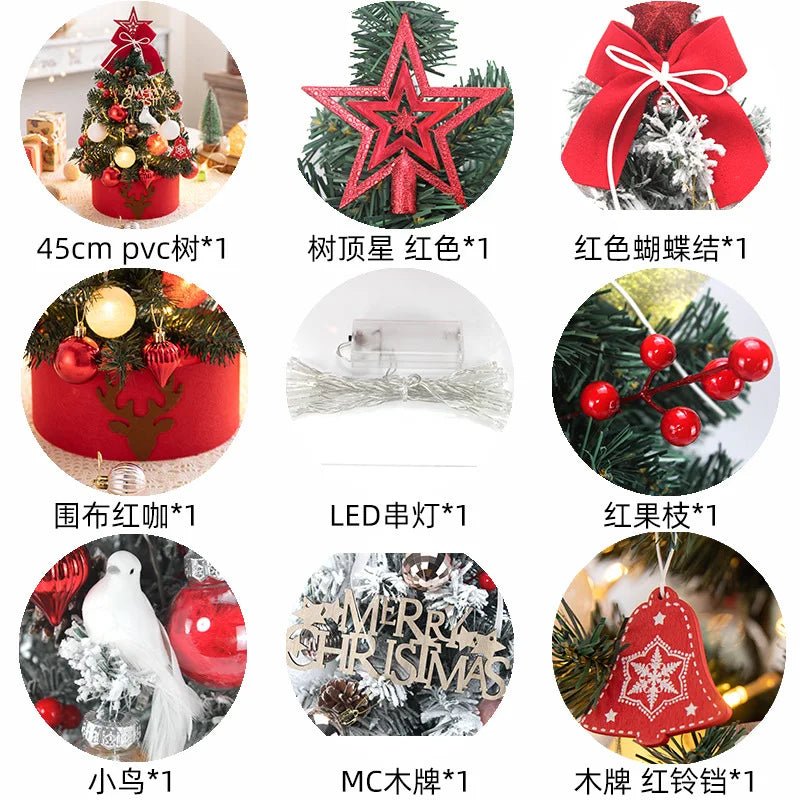45/60cm DIY Christmas Tree With LED Light Mini Desktop Tree Christmas Decoration New Year Gift Home Christmas Ornaments - MAGUSTA BEAUTY