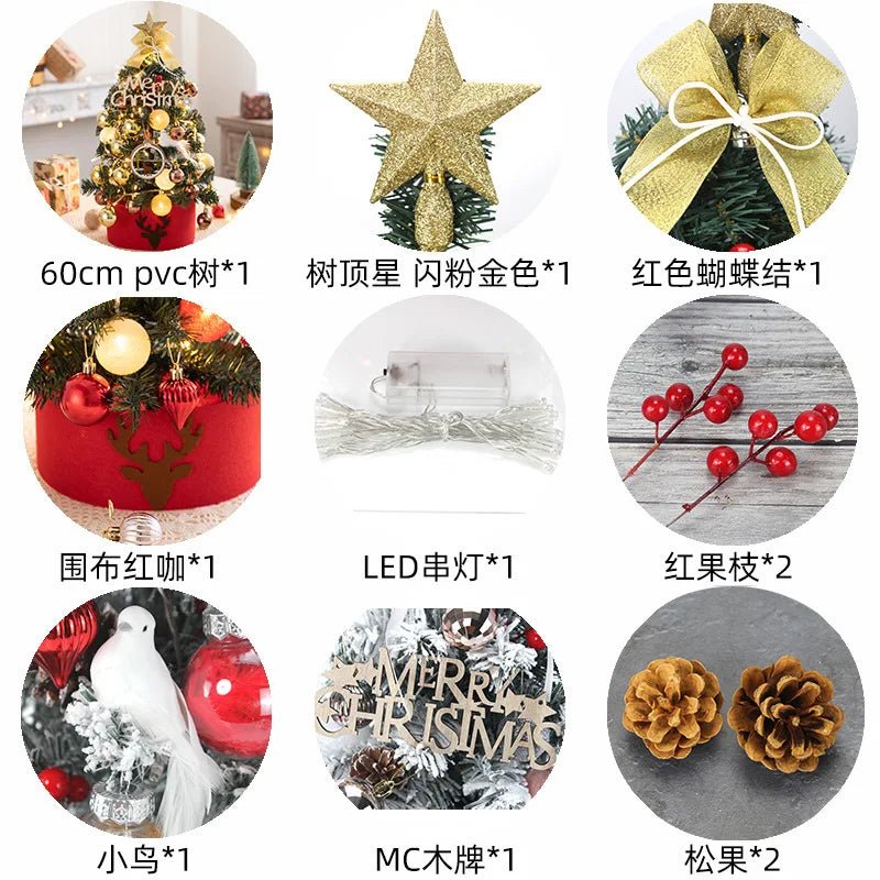 45/60cm DIY Christmas Tree With LED Light Mini Desktop Tree Christmas Decoration New Year Gift Home Christmas Ornaments - MAGUSTA BEAUTY