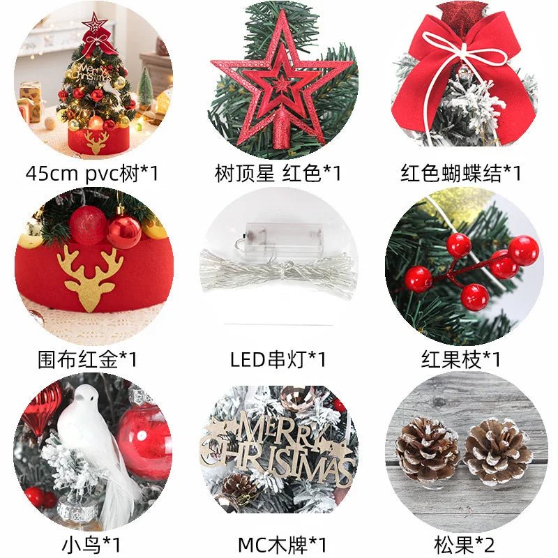 45/60cm DIY Christmas Tree With LED Light Mini Desktop Tree Christmas Decoration New Year Gift Home Christmas Ornaments - MAGUSTA BEAUTY
