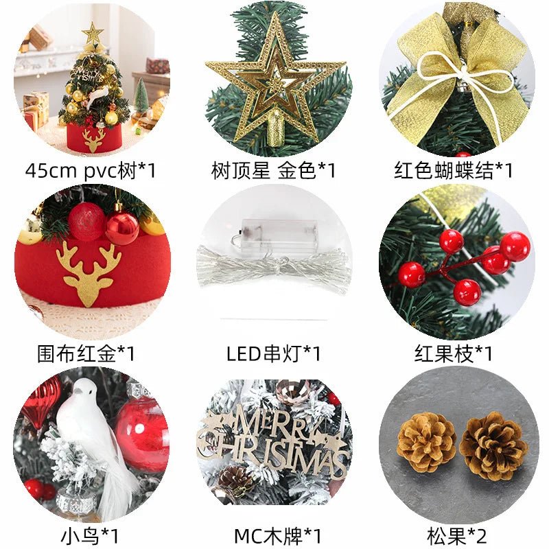 45/60cm DIY Christmas Tree With LED Light Mini Desktop Tree Christmas Decoration New Year Gift Home Christmas Ornaments - MAGUSTA BEAUTY