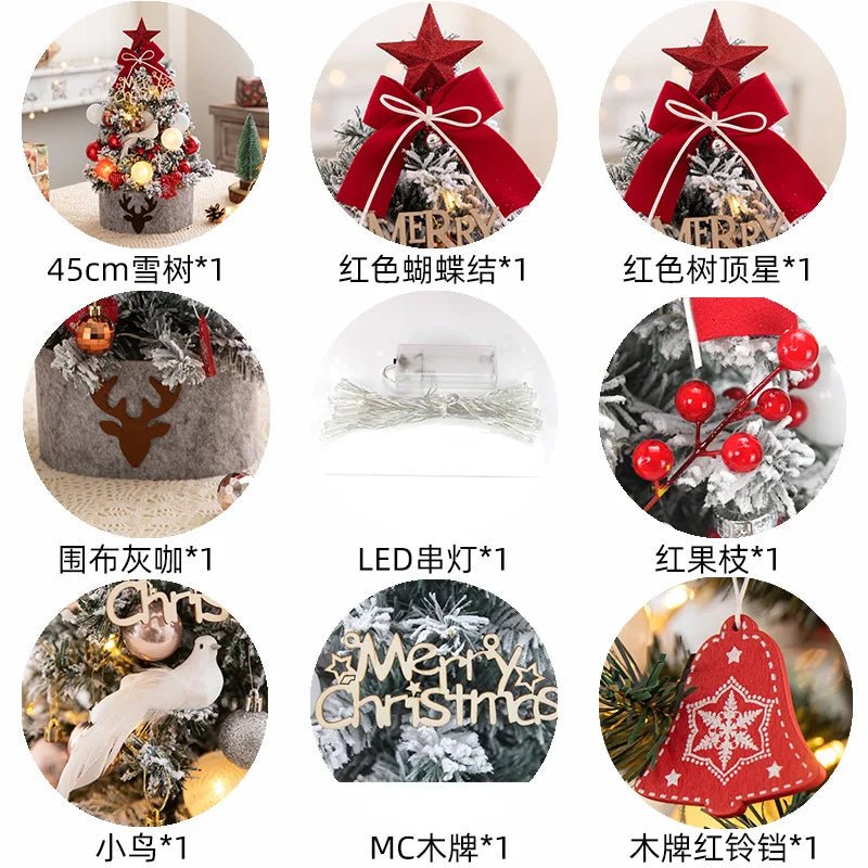 45/60cm DIY Christmas Tree With LED Light Mini Desktop Tree Christmas Decoration New Year Gift Home Christmas Ornaments - MAGUSTA BEAUTY