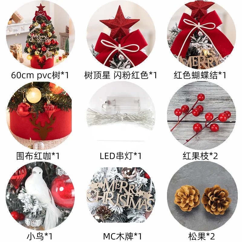 45/60cm DIY Christmas Tree With LED Light Mini Desktop Tree Christmas Decoration New Year Gift Home Christmas Ornaments - MAGUSTA BEAUTY