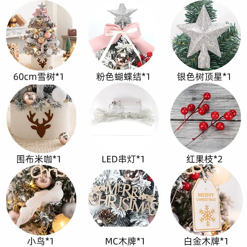 45/60cm DIY Christmas Tree With LED Light Mini Desktop Tree Christmas Decoration New Year Gift Home Christmas Ornaments - MAGUSTA BEAUTY