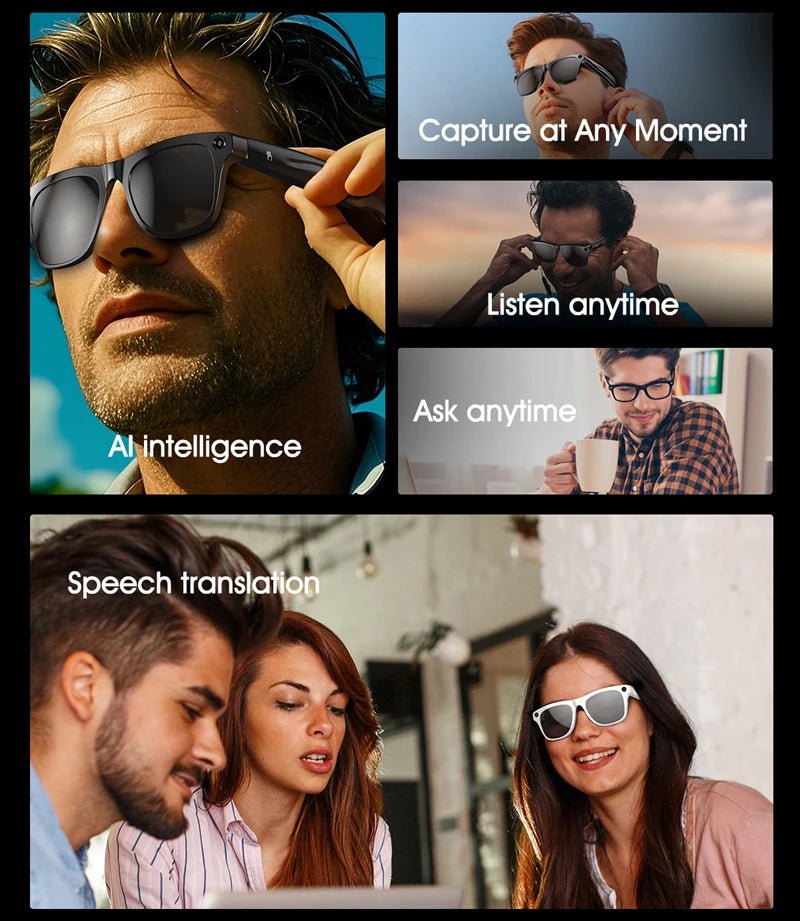 4K AI Smart Photochromic Glasses Multifunction Camera Bluetooth Call Voice Assistant Music Player Translate Glasses For Xiaomi - MAGUSTA BEAUTY