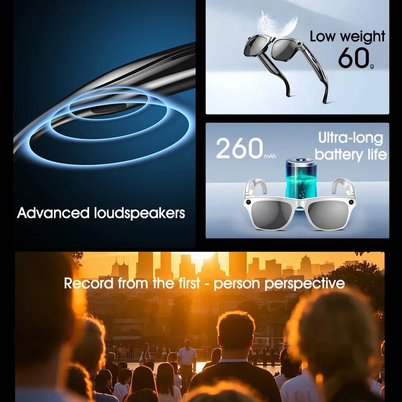 4K AI Smart Photochromic Glasses Multifunction Camera Bluetooth Call Voice Assistant Music Player Translate Glasses For Xiaomi - MAGUSTA BEAUTY