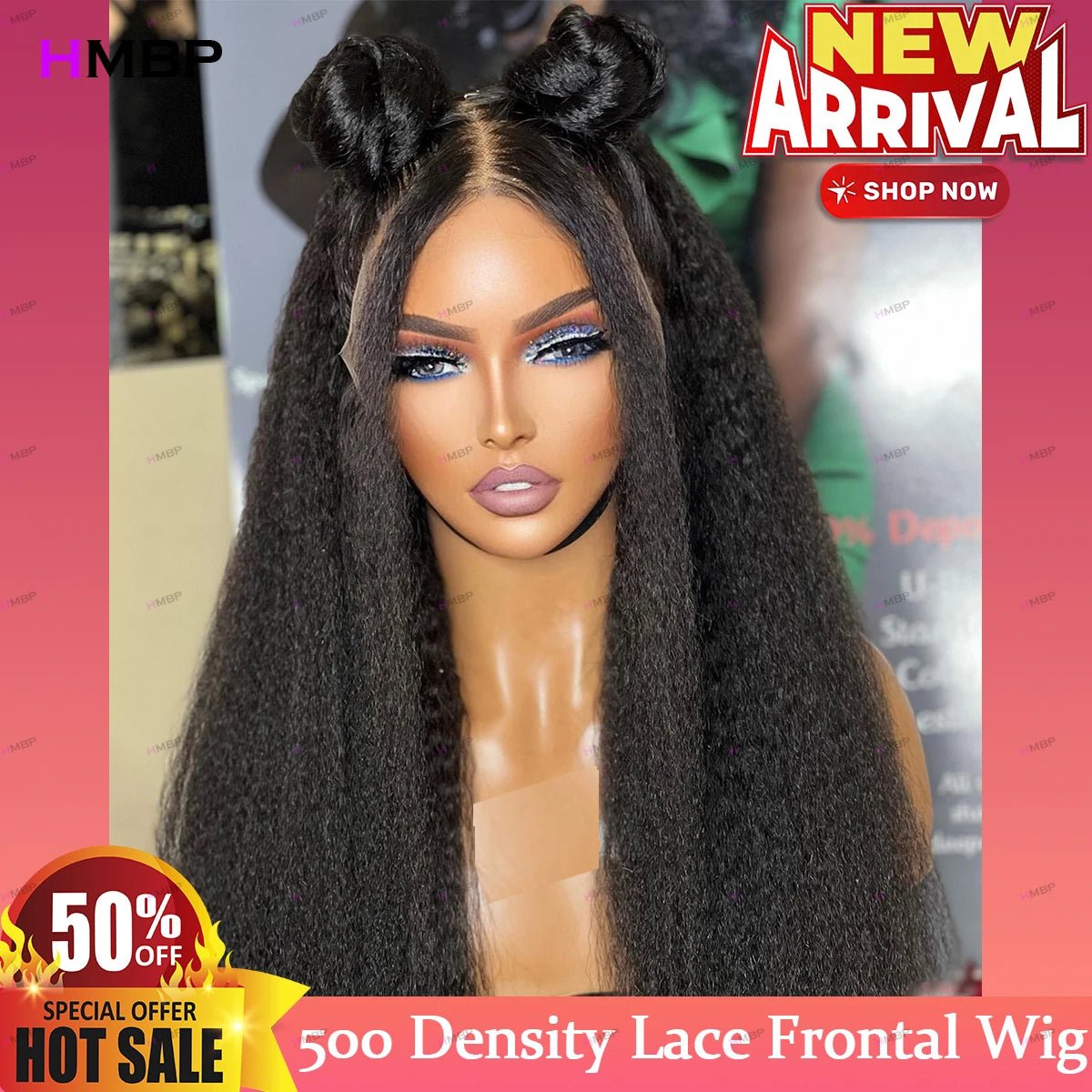 500 Density 13×6/360 HD Lace Front Wig Kinky Straight Glueless Lace Frontal Wig Human Hair Ready To Go Preplucked Hair For Women - MAGUSTA BEAUTY