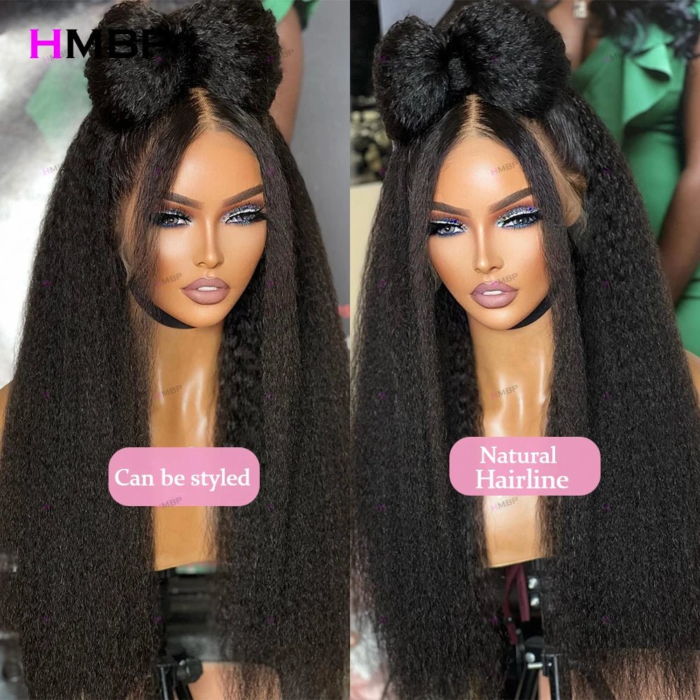 500 Density 13×6/360 HD Lace Front Wig Kinky Straight Glueless Lace Frontal Wig Human Hair Ready To Go Preplucked Hair For Women - MAGUSTA BEAUTY