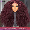 500 Density 99j Burgundy Deep Wave 13x6 Hd Lace Front Wig Human Hair Glueless 360 Full Lace Pre Plucked Brazilian Wigs For Women - MAGUSTA BEAUTY