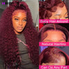 500 Density 99j Burgundy Deep Wave 13x6 Hd Lace Front Wig Human Hair Glueless 360 Full Lace Pre Plucked Brazilian Wigs For Women - MAGUSTA BEAUTY