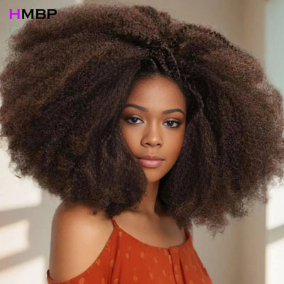 500 Density Chocolate Brown Lace Wigs Human Hair Afro Kinky Curly Glueless Wig Human Hair Ready to Wear 13x6 Hd Lace Frontal Wig - MAGUSTA BEAUTY