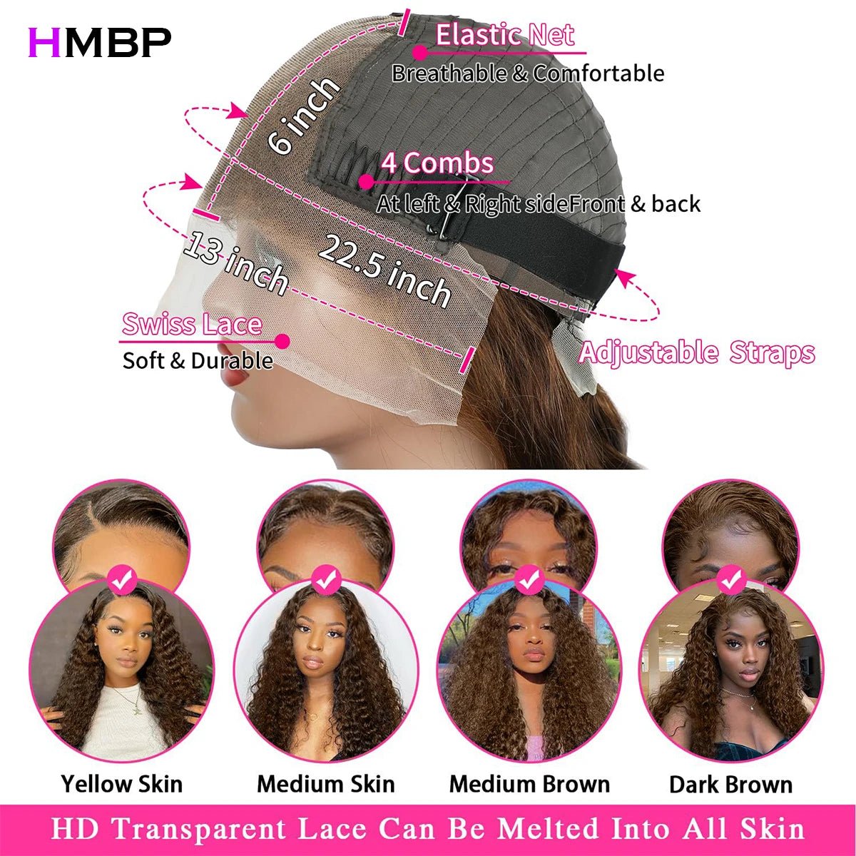 500 Density Chocolate Brown Lace Wigs Human Hair Afro Kinky Curly Glueless Wig Human Hair Ready to Wear 13x6 Hd Lace Frontal Wig - MAGUSTA BEAUTY