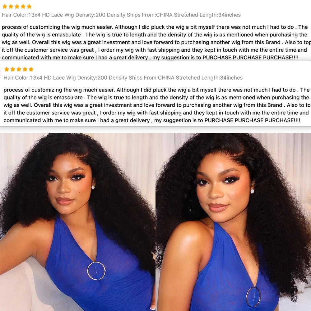 500 Density Glueless Wigs Human Hair Kinky Curly 13x6 Hd Lace Frontal Wig Brazilian 100% Human Hair Preplucked Wigs For Women - MAGUSTA BEAUTY