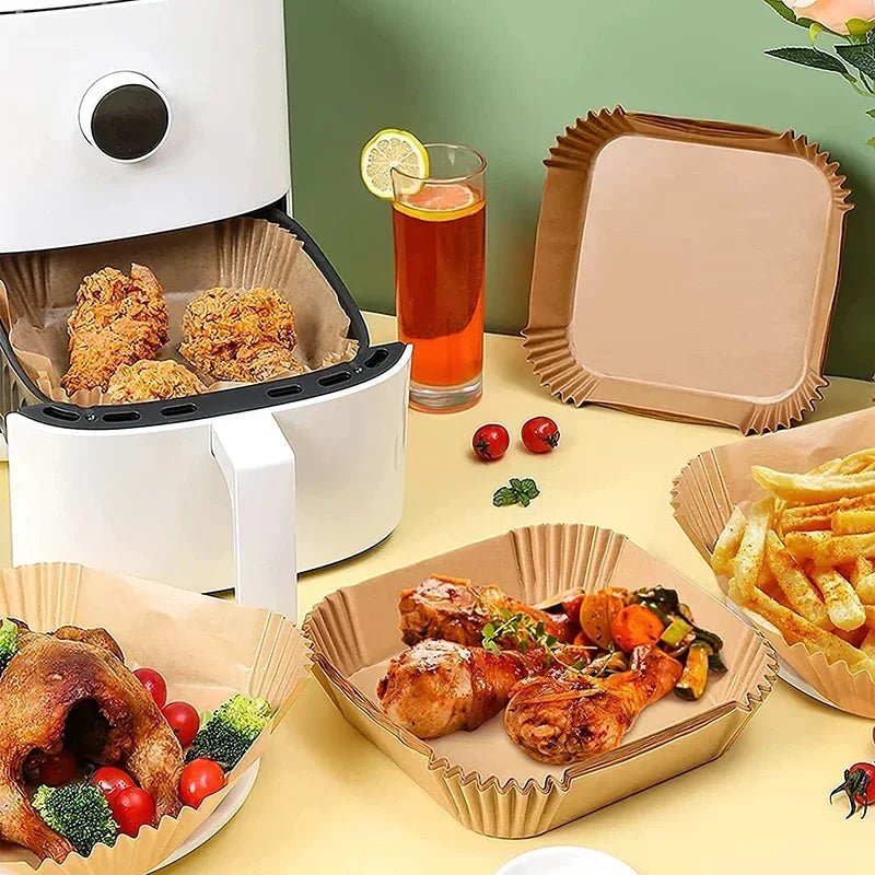 50/100PCS Air Fryer Disposable Paper Square Round Baking Paper Barbecue Plate NonStick Mat Kitchen Oven Oil Absorbing Paper Tool - MAGUSTA BEAUTY
