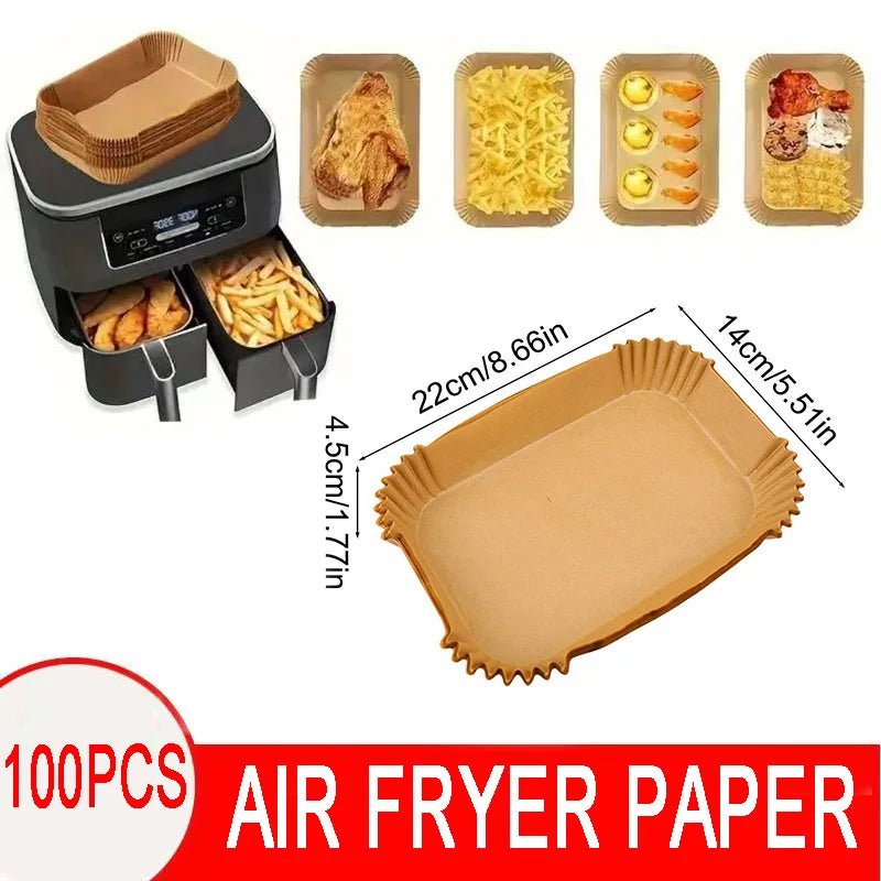 50/100PCS Air Fryer Disposable Paper Square Round Baking Paper Barbecue Plate NonStick Mat Kitchen Oven Oil Absorbing Paper Tool - MAGUSTA BEAUTY