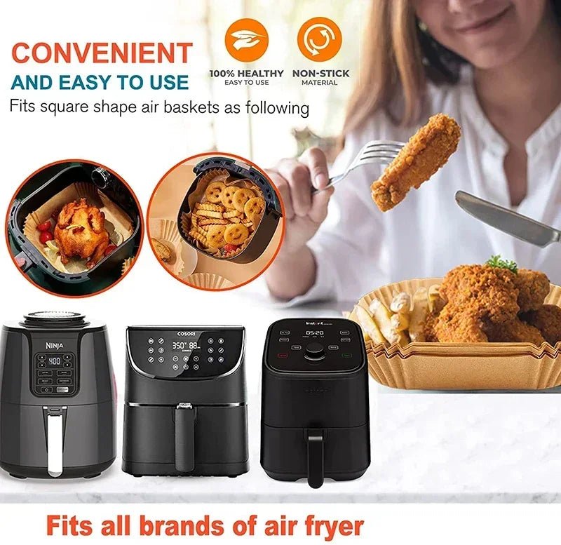 50/100PCS Air Fryer Disposable Paper Square Round Baking Paper Barbecue Plate NonStick Mat Kitchen Oven Oil Absorbing Paper Tool - MAGUSTA BEAUTY