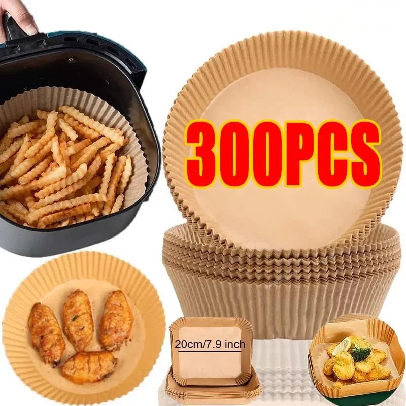 50/100PCS Air Fryer Disposable Paper Square Round Baking Paper Barbecue Plate NonStick Mat Kitchen Oven Oil Absorbing Paper Tool - MAGUSTA BEAUTY