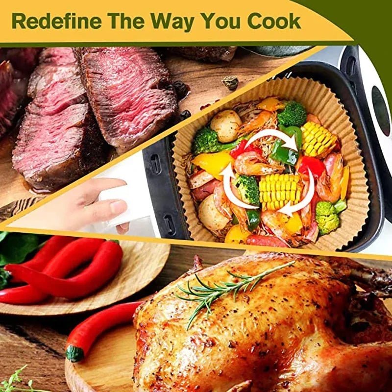 50/100PCS Air Fryer Disposable Paper Square Round Baking Paper Barbecue Plate NonStick Mat Kitchen Oven Oil Absorbing Paper Tool - MAGUSTA BEAUTY