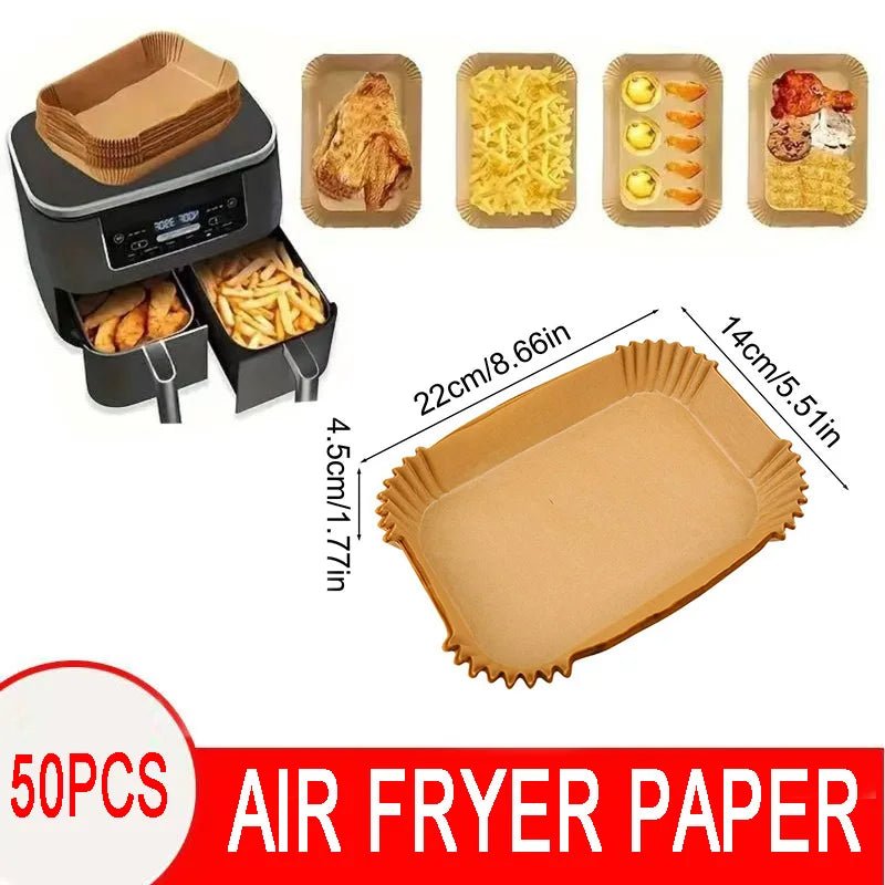 50/100PCS Air Fryer Disposable Paper Square Round Baking Paper Barbecue Plate NonStick Mat Kitchen Oven Oil Absorbing Paper Tool - MAGUSTA BEAUTY