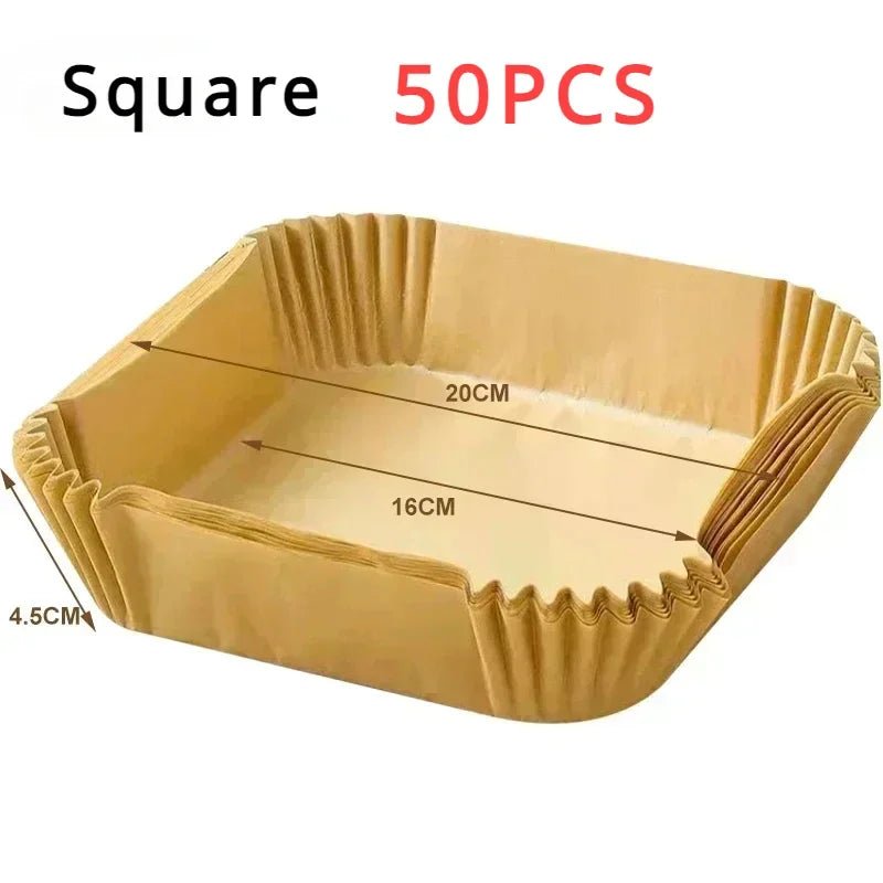 50/100PCS Air Fryer Disposable Paper Square Round Baking Paper Barbecue Plate NonStick Mat Kitchen Oven Oil Absorbing Paper Tool - MAGUSTA BEAUTY