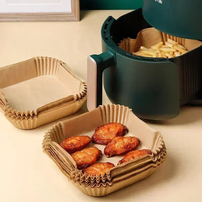 50/100PCS Air Fryer Disposable Paper Square Round Baking Paper Barbecue Plate NonStick Mat Kitchen Oven Oil Absorbing Paper Tool - MAGUSTA BEAUTY