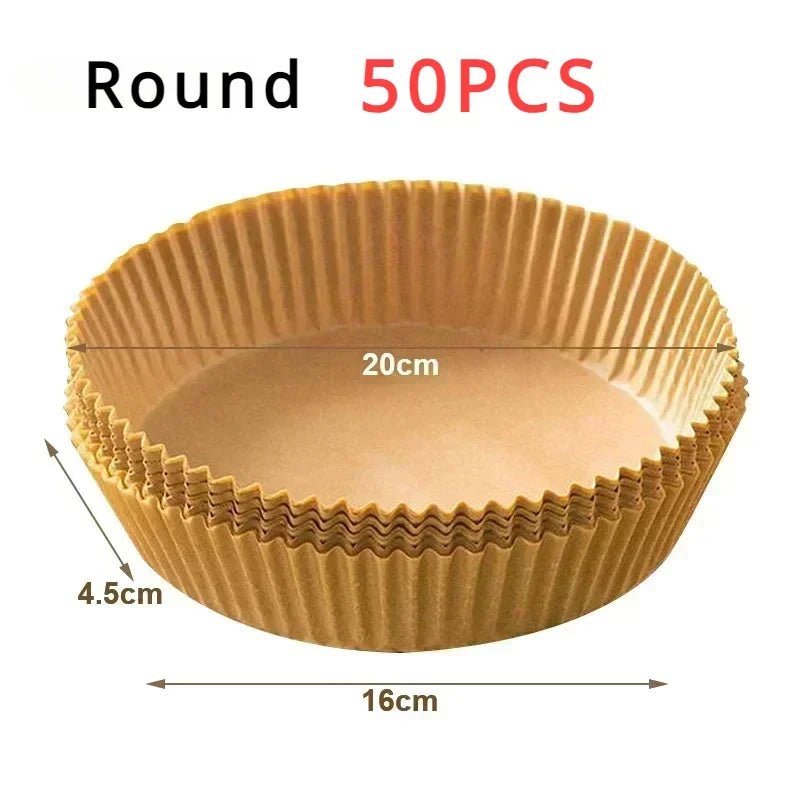50/100PCS Air Fryer Disposable Paper Square Round Baking Paper Barbecue Plate NonStick Mat Kitchen Oven Oil Absorbing Paper Tool - MAGUSTA BEAUTY