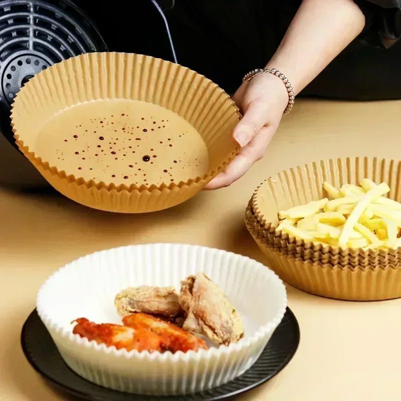 50/100PCS Air Fryer Disposable Paper Square Round Baking Paper Barbecue Plate NonStick Mat Kitchen Oven Oil Absorbing Paper Tool - MAGUSTA BEAUTY