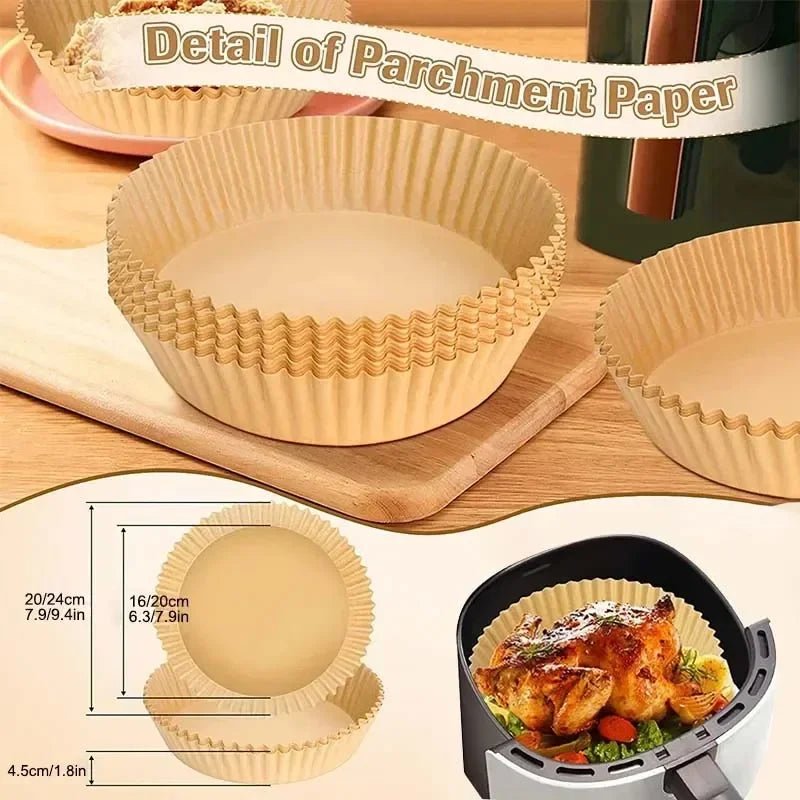 50/100PCS Air Fryer Disposable Paper Square Round Baking Paper Barbecue Plate NonStick Mat Kitchen Oven Oil Absorbing Paper Tool - MAGUSTA BEAUTY