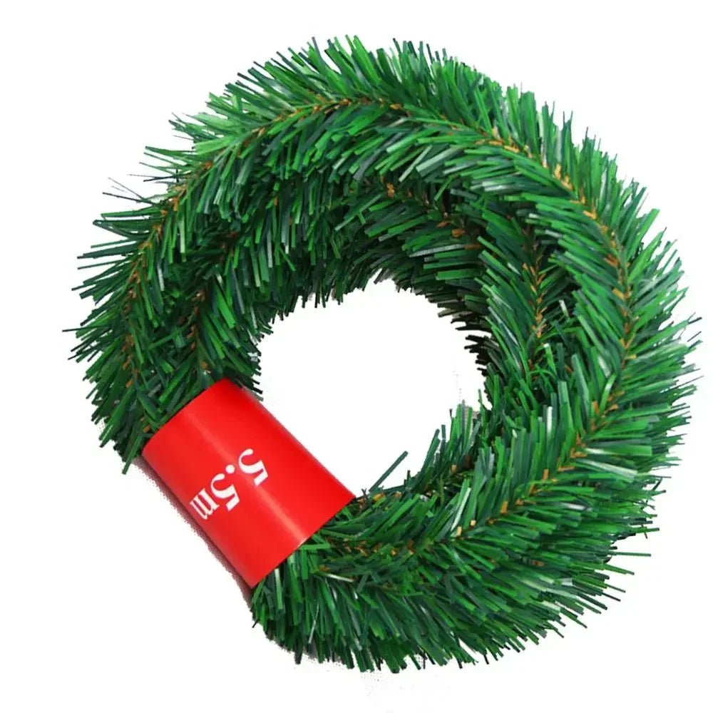 5.5m Rattan Artificial Pine Fir Wreath Christmas Tree Decoration Garland Rative Green Christmas Xmas Decor Fake Plants - MAGUSTA BEAUTY