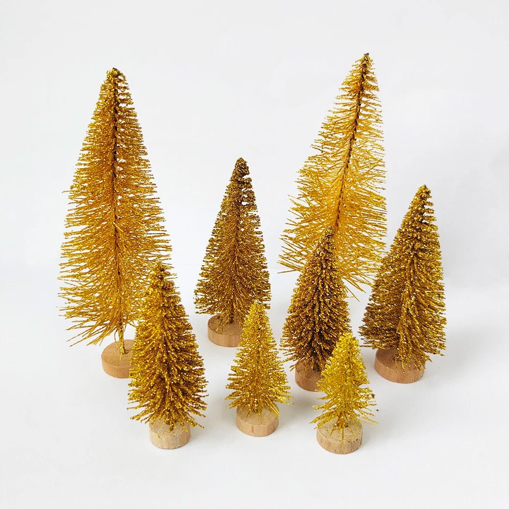 5/8pcs Mini Christmas Trees Small Artificial Christmas Tree Ornament Cedar Pine Sisal Tabletop Merry Christmas Party Decoration - MAGUSTA BEAUTY