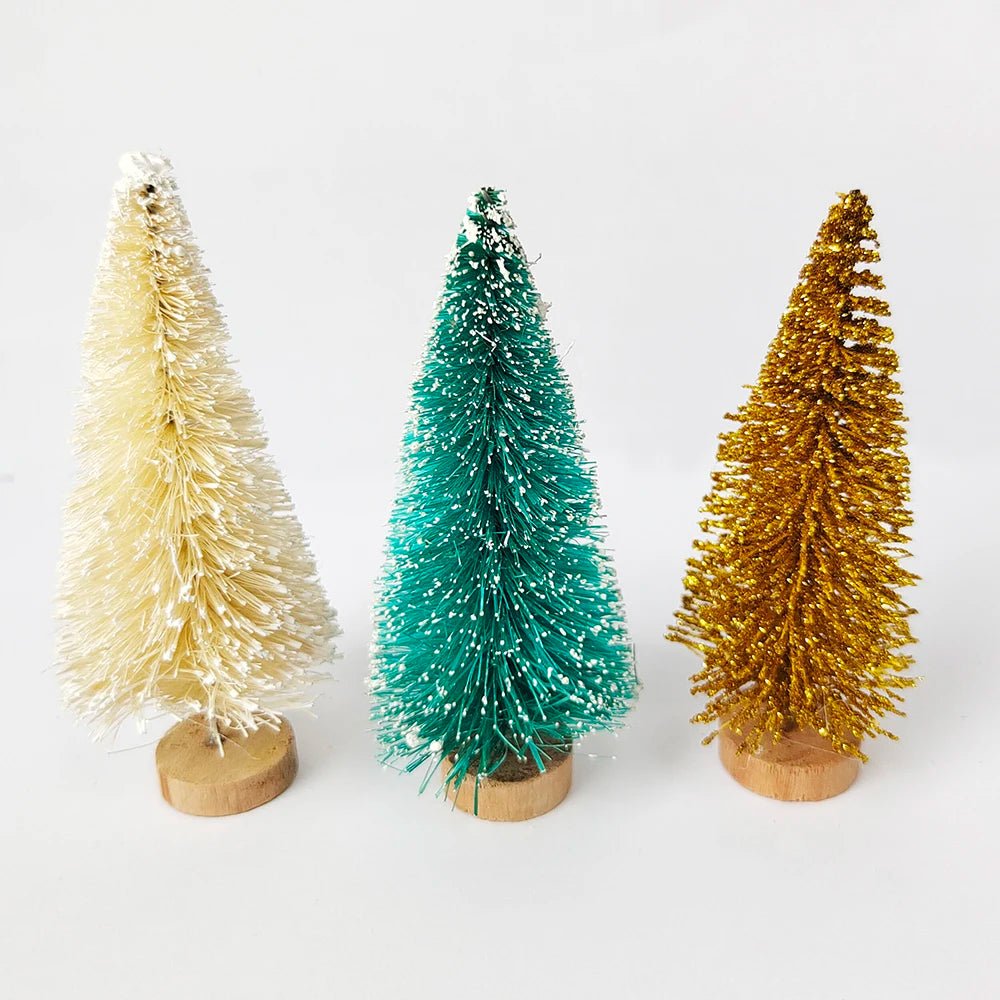 5/8pcs Mini Christmas Trees Small Artificial Christmas Tree Ornament Cedar Pine Sisal Tabletop Merry Christmas Party Decoration - MAGUSTA BEAUTY