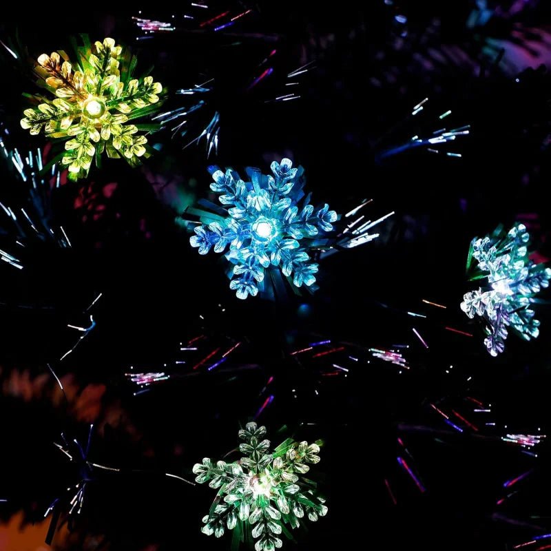 6 ft Pre - Lit Optical Fiber Christmas Artificial Tree, RGB Color Changing LED Lights, Snowflakes & Top Star, Fake Xmas Tree. - MAGUSTA BEAUTY
