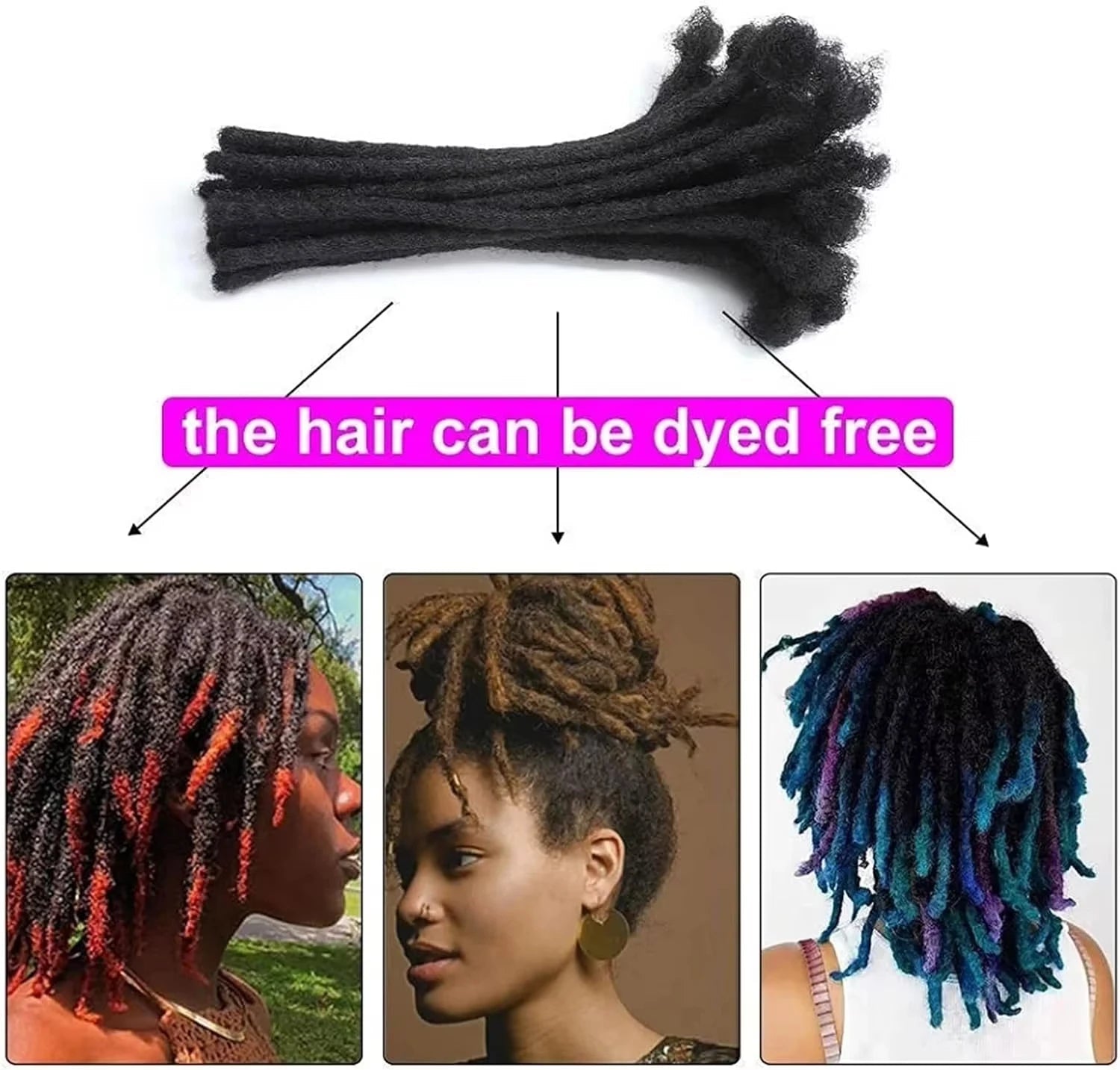 6 Inches Dreadlock Extensions Human Hair 0.6cm Width Full Handmade Loc Extensions Crochet Hair Human Hair for Man Women - MAGUSTA BEAUTY