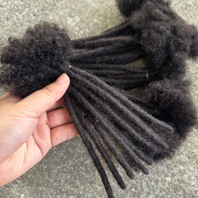 6 Inches Dreadlock Extensions Human Hair 0.6cm Width Full Handmade Loc Extensions Crochet Hair Human Hair for Man Women - MAGUSTA BEAUTY