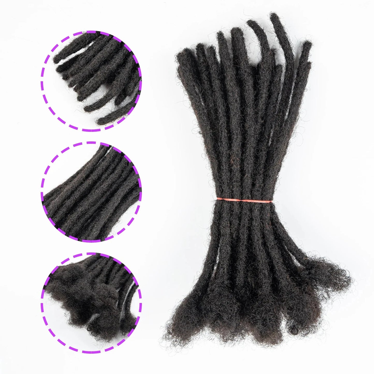6 Inches Dreadlock Extensions Human Hair 0.6cm Width Full Handmade Loc Extensions Crochet Hair Human Hair for Man Women - MAGUSTA BEAUTY
