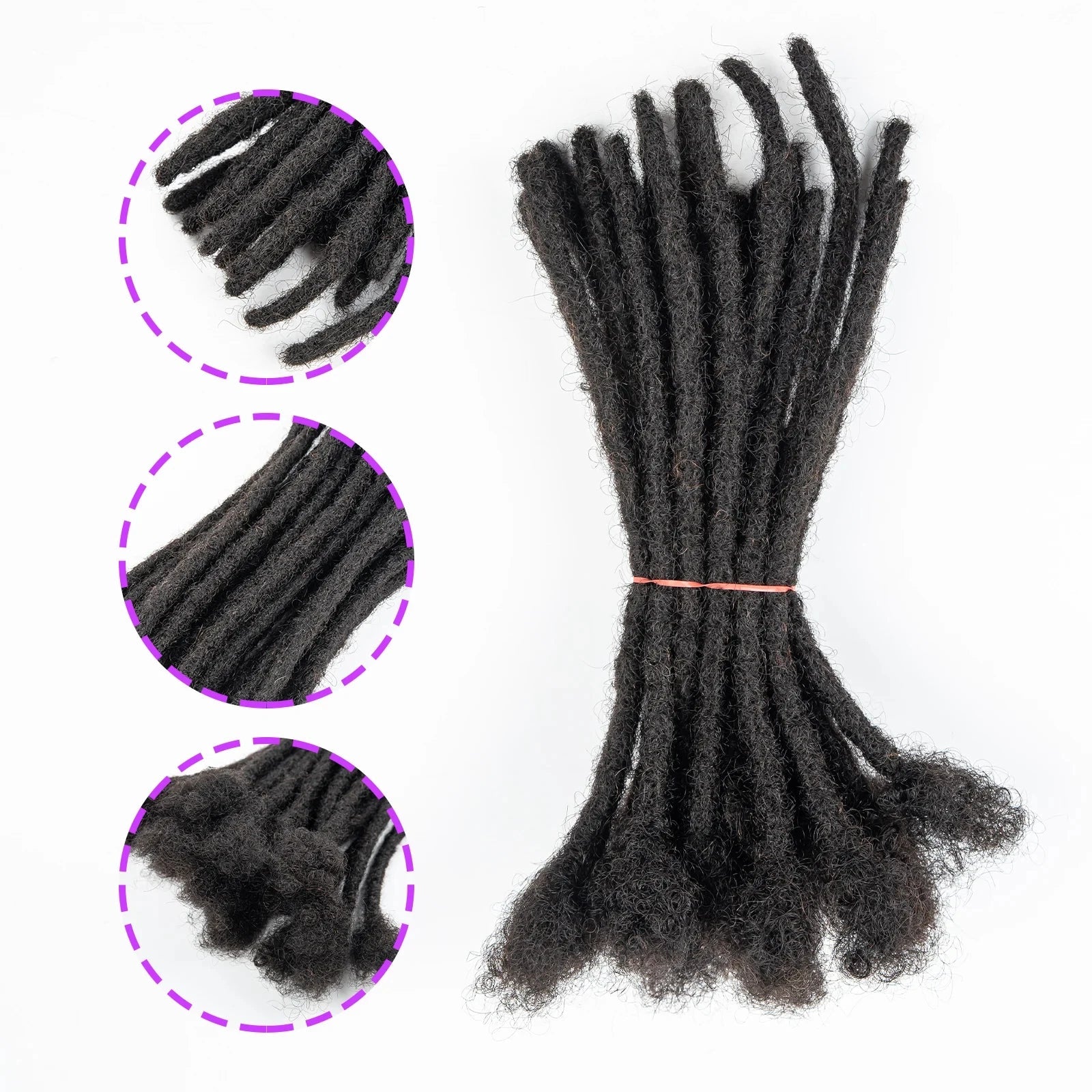6 Inches Dreadlock Extensions Human Hair 0.6cm Width Full Handmade Loc Extensions Crochet Hair Human Hair for Man Women - MAGUSTA BEAUTY