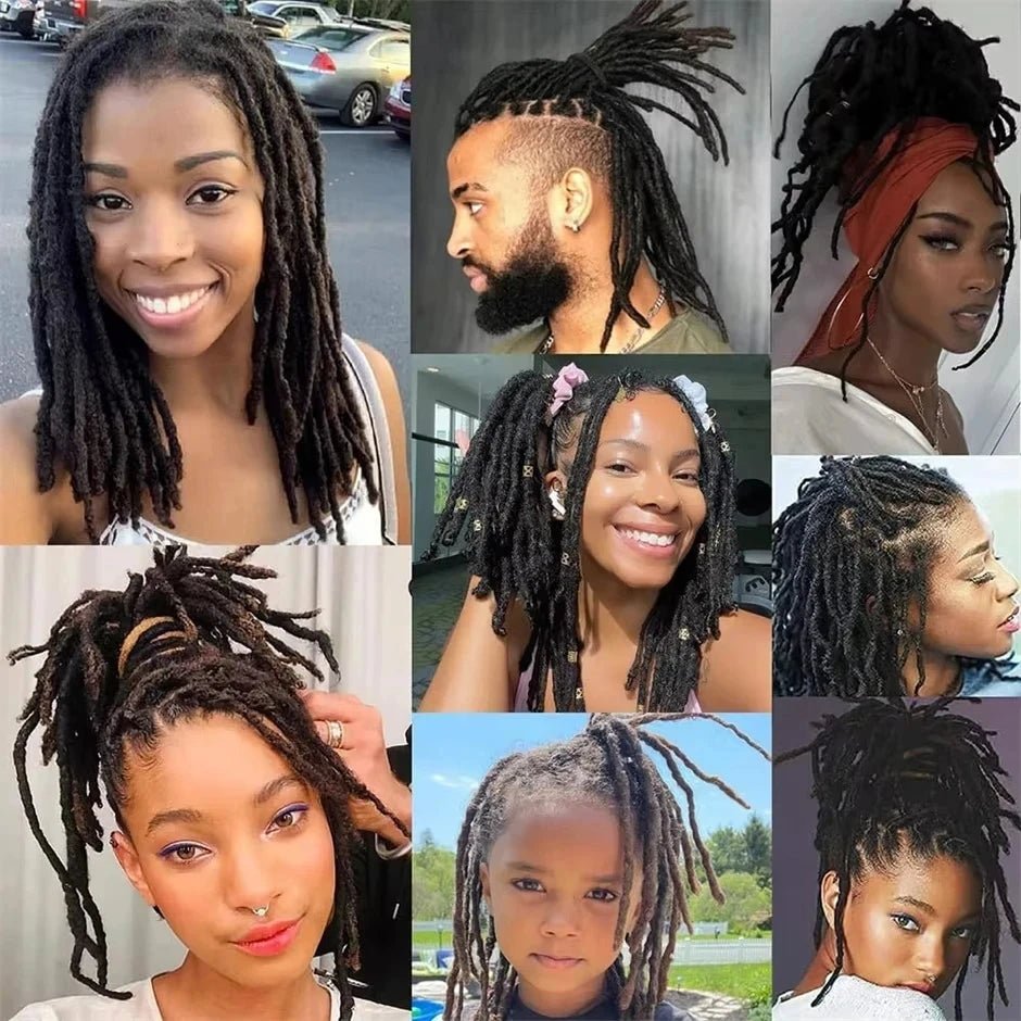 6 Inches Dreadlock Extensions Human Hair 0.6cm Width Full Handmade Loc Extensions Crochet Hair Human Hair for Man Women - MAGUSTA BEAUTY