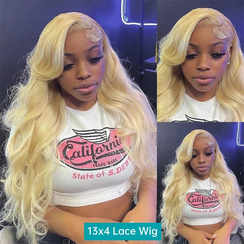 613 13x6 Lace Front Wig Human Hair Body Wave Blonde Lace Frontal Wigs for Women 220 Density Natural Hairline With Baby Hair - MAGUSTA BEAUTY