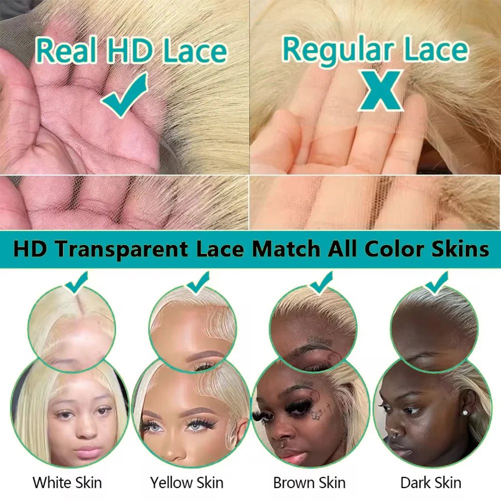 613 13x6 Lace Front Wig Human Hair Body Wave Blonde Lace Frontal Wigs for Women 220 Density Natural Hairline With Baby Hair - MAGUSTA BEAUTY
