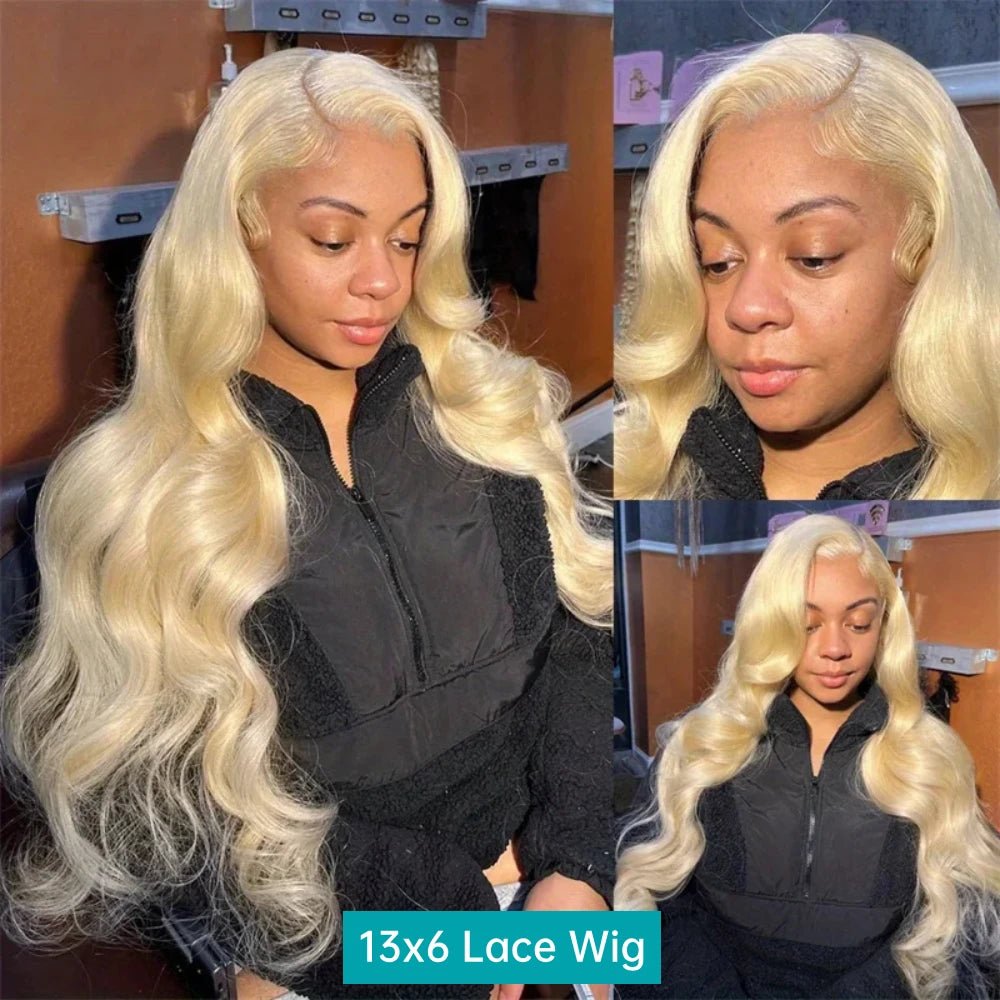 613 13x6 Lace Front Wig Human Hair Body Wave Blonde Lace Frontal Wigs for Women 220 Density Natural Hairline With Baby Hair - MAGUSTA BEAUTY