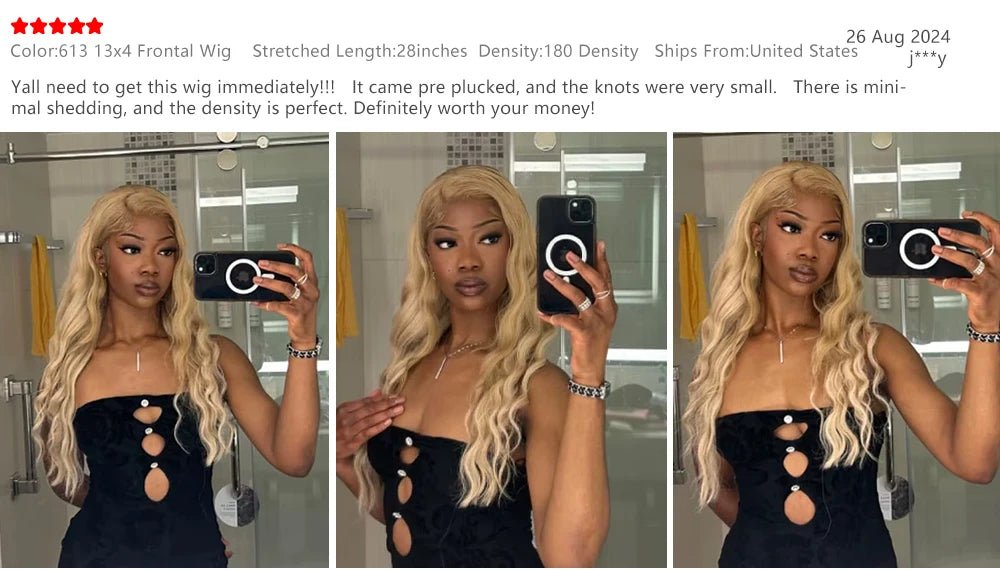 613 13x6 Lace Front Wig Human Hair Body Wave Blonde Lace Frontal Wigs for Women 220 Density Natural Hairline With Baby Hair - MAGUSTA BEAUTY