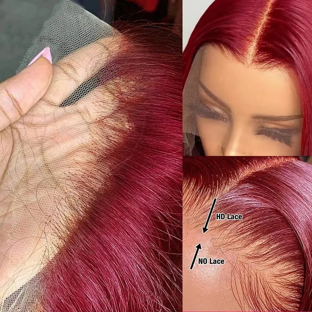 613 Blonde Short Bob Wig Transparent Lace Front Human Hair Wigs Straight 13X4 Burgundy 99j Brown Colored Cut Lace Frontal Wig - MAGUSTA BEAUTY