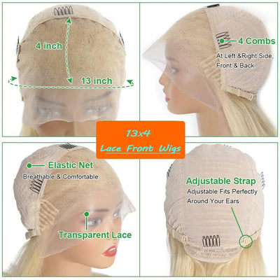 613 Blonde Short Bob Wig Transparent Lace Front Human Hair Wigs Straight 13X4 Burgundy 99j Brown Colored Cut Lace Frontal Wig - MAGUSTA BEAUTY