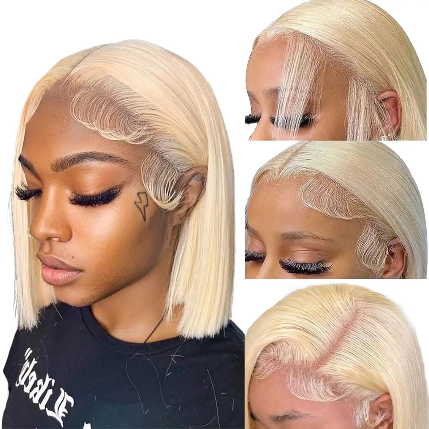 613 Blonde Short Bob Wig Transparent Lace Front Human Hair Wigs Straight 13X4 Burgundy 99j Brown Colored Cut Lace Frontal Wig - MAGUSTA BEAUTY