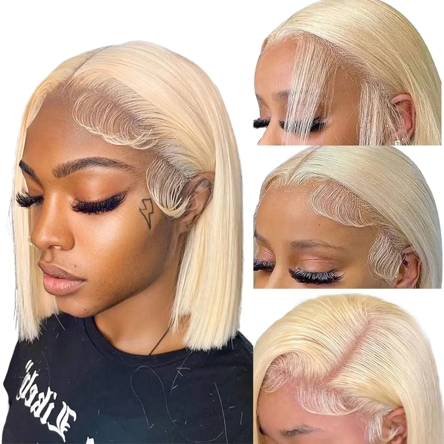 613 Blonde Short Bob Wig Transparent Lace Front Human Hair Wigs Straight 13X4 Burgundy 99j Brown Colored Cut Lace Frontal Wig - MAGUSTA BEAUTY