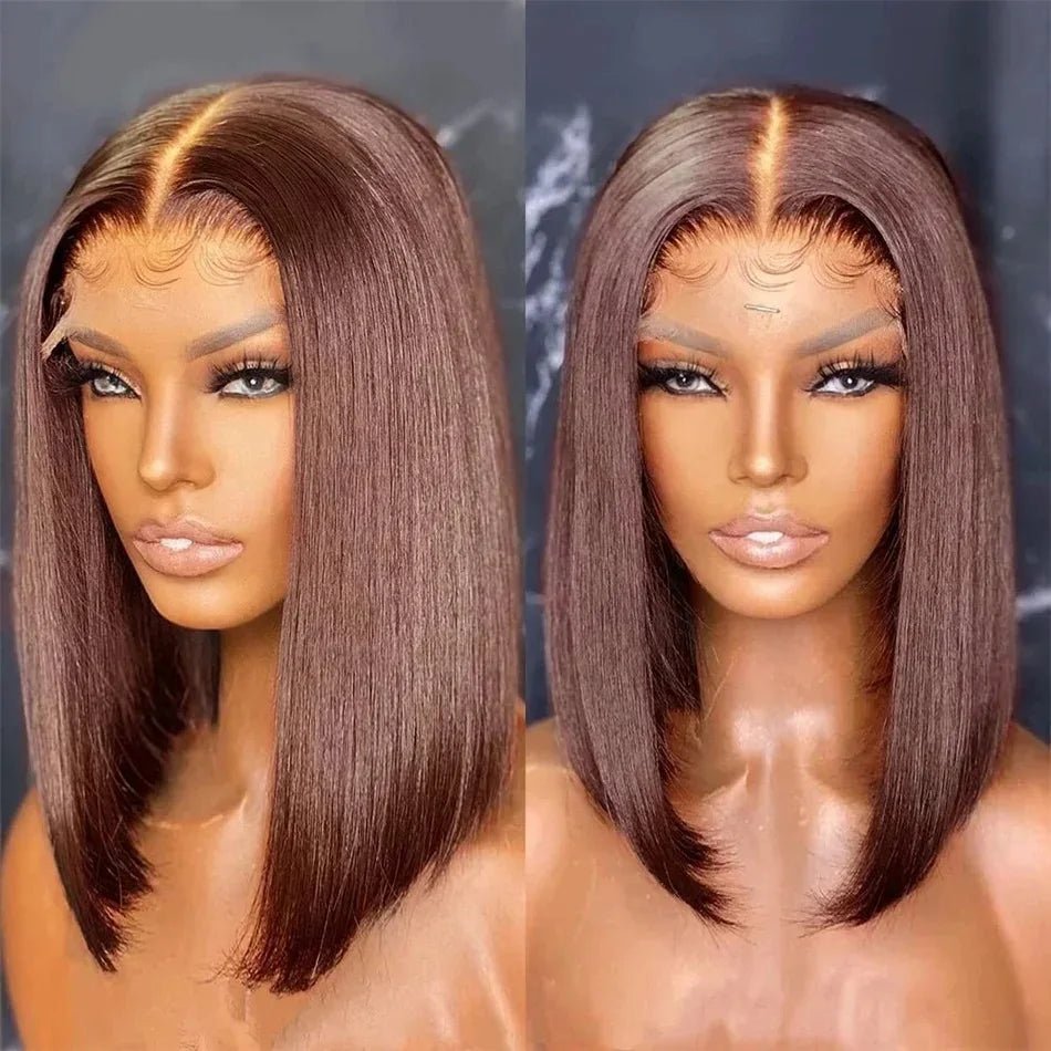 613 Blonde Short Bob Wig Transparent Lace Front Human Hair Wigs Straight 13X4 Burgundy 99j Brown Colored Cut Lace Frontal Wig - MAGUSTA BEAUTY