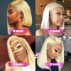 613 Blonde Short Bob Wig Transparent Lace Front Human Hair Wigs Straight 13X4 Burgundy 99j Brown Colored Cut Lace Frontal Wig - MAGUSTA BEAUTY